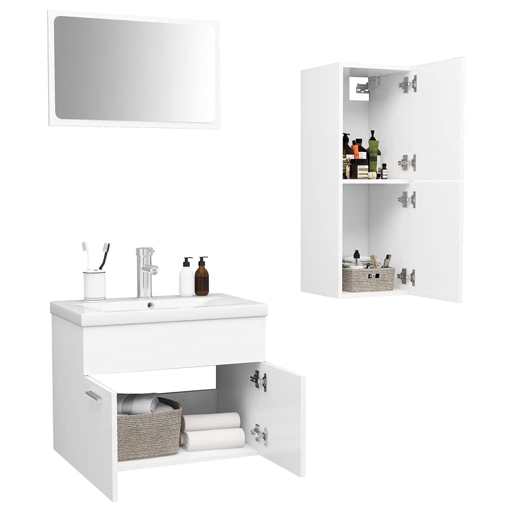 Badezimmermöbel-Set Weiß aus Spanplatte