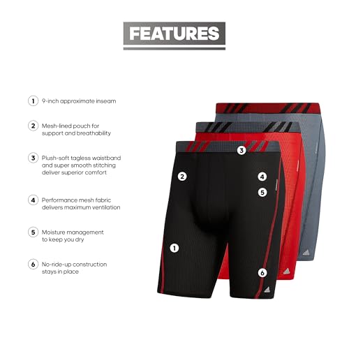 adidas Men's Sport Performance Mesh Long Boxer Brief Underwear (3-Pack)2