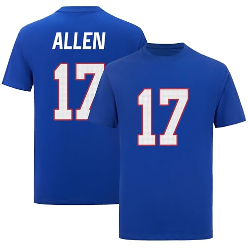 Josh Allen Blue 17# for Mens/Womens/Youth Football T-Shirt No Brand/Logos 100% Cotton