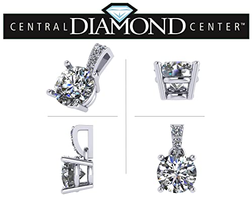 4 Prong Round Solitaire Simulated Diamond Necklace in Solid Sterling Silver with Pure Brilliance Zirconia2