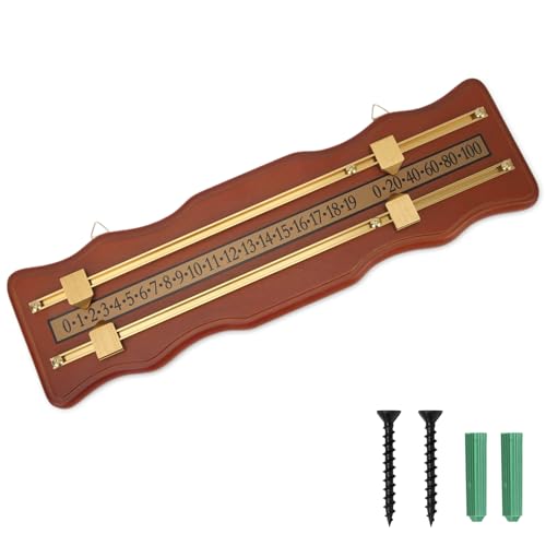 Billiard Game Scorer, 2 Track Wavy Billiard Score Board Medium Density Fiberboard and Metal Billiard Game Score Keeper Recorder with Screws for Billiards Games