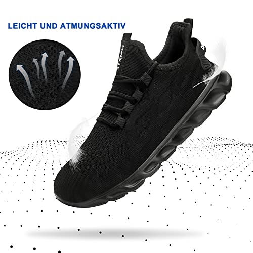 Foto von Herren Sportschuhe Laufschuhe Schuhe StraßEnlaufschuhe Turnschuhe Tennisschuhe Walkingschuhe Leichtgewichts Atmungsaktiv Fashion Sneakers for Männer Schwarz 45 EU