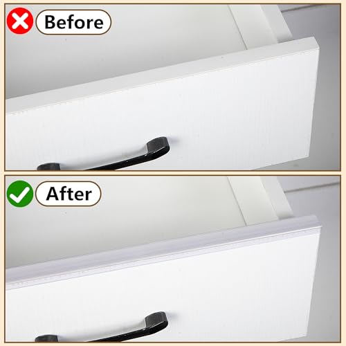 Image of 10 Pcs 16.5 inch Cabinet Door Protector Edge Guard-3 /4 Thick Slip-On Drawer Door Protector in Clear-Shelf Edge Protectors for Kitchen Cabinets to Prevent Wear,Chipping and Discolouration
