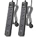 2 Pack Power Strip Surge Protector - 5 Widely Spaced Outlets 3 USB Charging Ports, 1875W/15A 6Ft Braided Extension Cord, Flat Plug Overload Protection, Wall Mount for Home Office Dorm Room Essentials