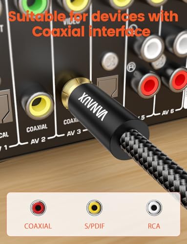 Cable coaxial de audio digital VANAUX con conectores de máxima conductividad de oro 4