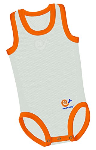 Mebby Body Léger pour Bébé Évolutif sans Manche - Sporty Racer - Gris et Orange - 0 à 3 ans