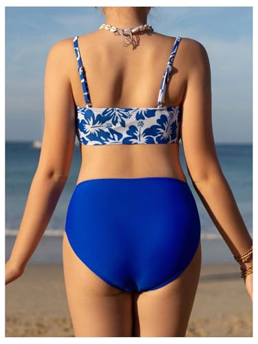 OYOANGLE Girl's Two Piece Swimsuit Boho Floral Print Scoop Neck Bikini Bathing Suits Sports Beachwear3