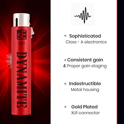 sE Electronics DM1 Dynamite Active In-line Microphone Preamp with 28dB Gain Bundle with 2 20-FT XLR Microphone Cables and 7-Pack Cable Ties