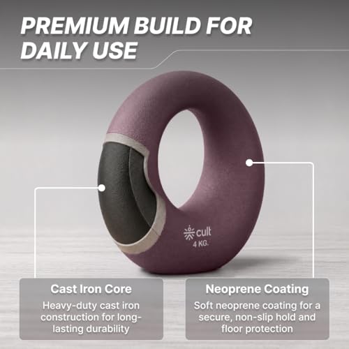 Image of Cult Moon Kettlebell 4 Kg with Neoprene Coating, Cast Iron Core, Wide Handle & Stable Base for Strength Training & Home Workouts