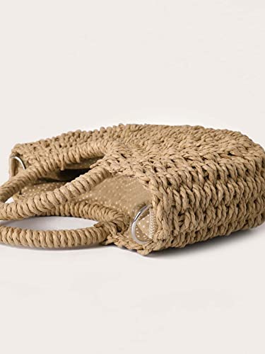 Verdusa Women's Half Round Straw Crossbody Bags Travel Beach Purse Shoulder Bag3