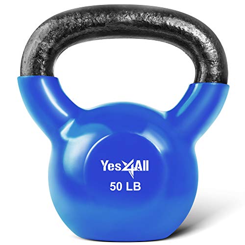 Yes4All Vinyl Coated Kettlebell Weights Set – Great for Full Body Workout