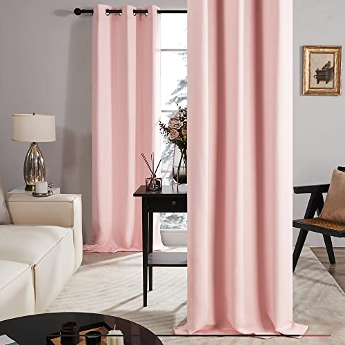 Deconovo Room Curtains, 100% Blackout Doubled Layer Curtains, Total Room Darkening, Window Drapes For Bedroom/Living Room/Little Baby/Girl/Nursery (Set Of 2, Crystal Pink, W42 X L63) #TOP6