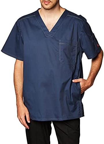Dickies Men's Generation Flex Utility Scrubs V-Neck Shirt, Navy, Large