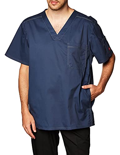 Dickies Men's Generation Flex Utility Scrubs V-Neck Shirt, Navy, Large #TOP1