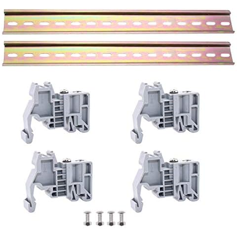 WJUAN 2 Stück 300 mm Long DIN-Schiene Farbe Stahl DIN Schiene, 4 Stück Fixed Seats und 4 Pairs of Screws für Verteilerschrank Schaltschrank Einbau Cover