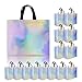 cabzymx Iridescent Glossy Gift Bags 15 pcs, 13 x 5.1 x 11 In Non-woven Reusable Goodie Bags Bulk, with Black Handles & Sturdy Base, Christmas Gift Bags for Birthday, Wedding, Easter, Holiday Party