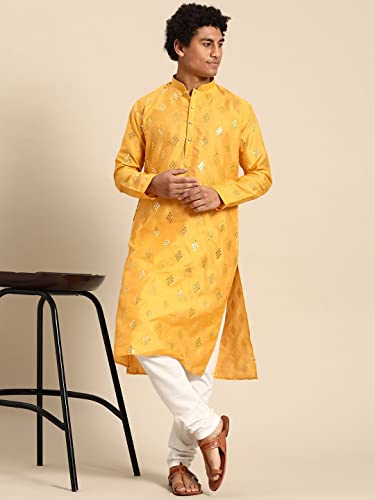 Image of Rajubhai Hargovindas Men's Jacquard Work Kurta Set
