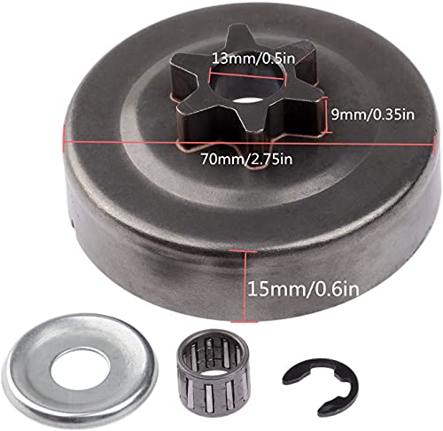 Hicello Clutch Drum Sprocket Kit 3/8" 6T Washer E-Clip Compatible With Stihl Ms170 Ms180 017 018 025 Chainsaw Replacement Parts With Clutch Drum And Needle Bearing Chainsaw Accessories #TOP1