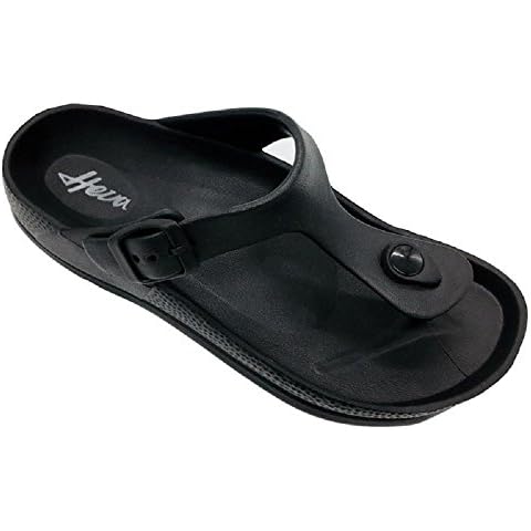 FUNKYMONKEY Women's Comfort Slides Double Buckle Adjustable EVA Flat Sandals, Black/Flipflops/Women, 8 UK Cover