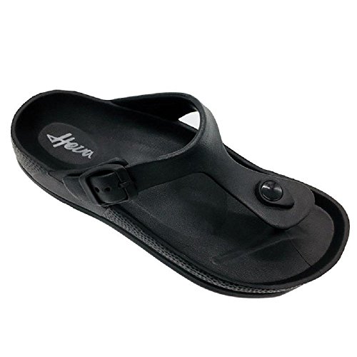 FUNKYMONKEY EVA Flip Flops Waterproof Adjustable Thong Sandals for Mens and Womens (10 M US, Black Women)