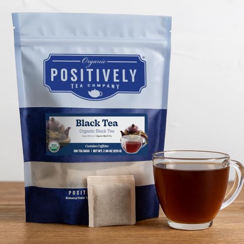 Image of Organic Positively Tea Company, Organic Black Tea Bags, 100 Count, Eco-Friendly Tea Bags, Non-GMO