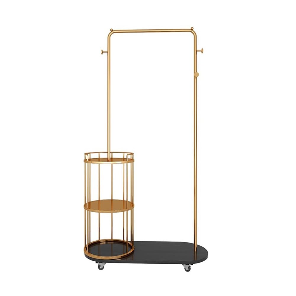 DFHS46JK Hat Rack Clothes Rack Floor Bedroom Storage Bedside Modern Movable Coat for Office(Gold+Black)
