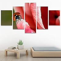 SIGNWIN 5 Panel Canvas Wall Art Lady on The Flower for Home Decorations Ready to Hang - 60