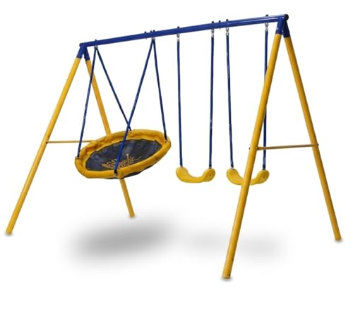 Zero Gravity Gartenschaukel mit stabilem & rostfreiem Metallrahmen. Gartenspaß für bis zu 4 Kinder - Schaukelketten für mehr Sicherheit - Reißfester Stoff - Schaukel Outdoor (Space Shuttle)