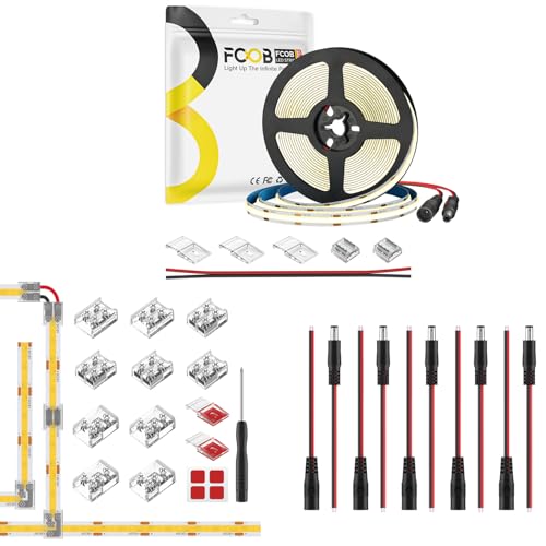 Tira LED flexible COB 5 m 3000K con conectores 2PIN miniatura 1
