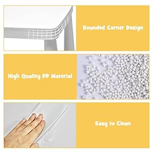 HONEY JOY Kids Table and Chair Set, Plastic Children Activity Table and 2 Chairs for Art Craft, Easy-Clean Tabletop, 3-Piece Toddler Furniture Set for Daycare Playroom, Gift for Boys Girls(White) HONEY JOY Kids Table and Chair Set Plastic Children Activity Table and 2 Chairs for Art Craft Easy Clean Tabletop 3 Piece Toddler Furniture Set for Daycare Playroom Gift for Boys GirlsWhite