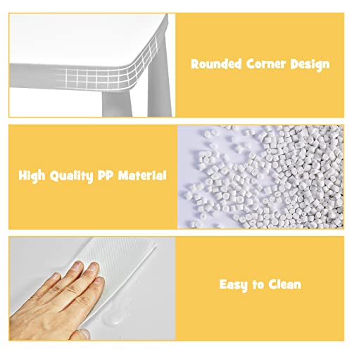 HONEY-JOY-Kids-Table-and-Chair-Set-Plastic-Children-Activity-Table-and-2-Chairs-for-Art-Craft-Easy-Clean-Tabletop-3-Piece-Toddler-Furniture-Set-for-Daycare-Playroom-Gift-for-Boys-GirlsWhite HONEY JOY Kids Table and Chair Set Plastic Children Activity Table and 2 Chairs for Art Craft Easy Clean Tabletop 3 Piece Toddler Furniture Set for Daycare Playroom Gift for Boys GirlsWhite