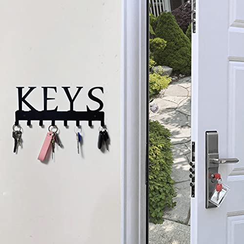 Key Holder For Wall, Nail-Free Key Holder, Wall Mounted Key Hooks For Wall, Metal Key Rack For Entryway, Hallway, Office, Matte Black,11.4''4.9''0.6'' #TOP6