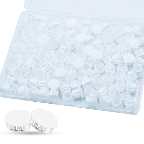 Image of 60Pcs 1 /2 inch(13mm) White Plastic Hole Plugs, White Hole Plugs Hardware Plugs for Round Holes, Knockout Plugs Screw Hole Plugs for Reserved Holes in Kitchen Cabinet