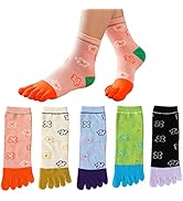 SEAUR Zehensocken Damen Fünf Finger Socken Bunt Sneaker Socken Baumwolle Atmungsaktiv Streifen Bl...