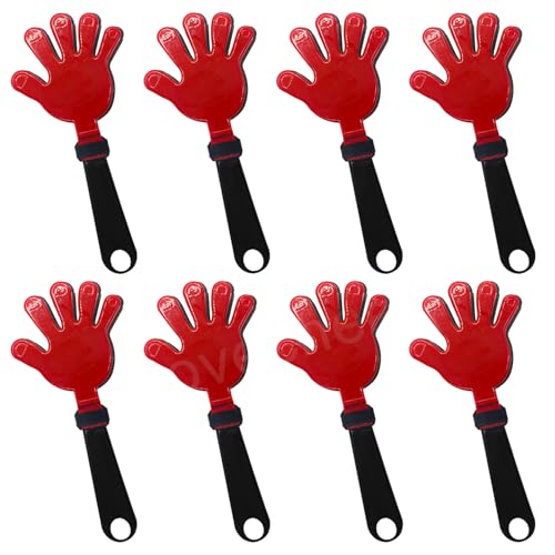 Lovecheer 8PCS Big Hand Clappers Black and Red Team Spirits Competition Noisemakers for Cheerleader Audience Cheer Victory Basketball Hockey Soccer Baseball