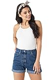 NA-KD - Damen Jeans-Shorts Turn Up Mom Kurz Hosen Blau