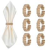 Meplait Napkin Rings Set of 6, Boho Napkins Holders Ring for Table, Brown
