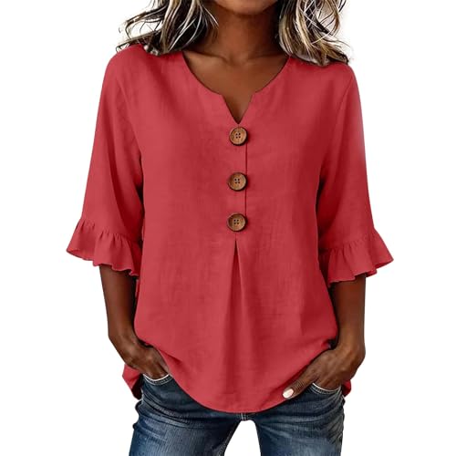 T-shirt en coton et lin femme idéal pour vos vacances à la plage et look décontracté