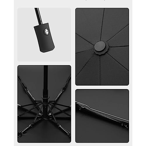 Siepasa 2 Packs Windproof Travel Compact Umbrella, 8-Ribs Anti-Uv Waterproof Folding Umbrella With Telfon Coating-One Button For Auto Open And Close. (Black & Red, 2 Pack) #TOP6
