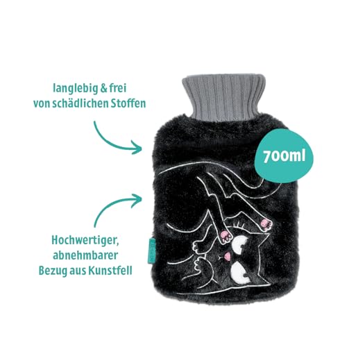 moses. Ed the Cat Plüsch-Wärmflasche mit Bezug – Wärmflasche mit weichem Überzug im frechen Katzen-Design 700 ml Fassungsvermögen, Geschenkidee für Katzenfans