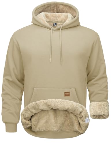 MAGCOMSEN Men's Hoodie Pullover Fleece Sweatshirts Heavyweight Sherpa Lined Thick Warm Winter Hoodies with Kangaroo Pocket