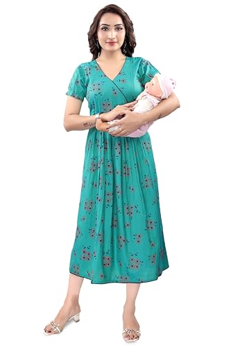 Image of B2F Women's Flared Anarkali Maternity Dress, Feeding Kurti with Concealed Zip for Pre & Post Pregnancy
