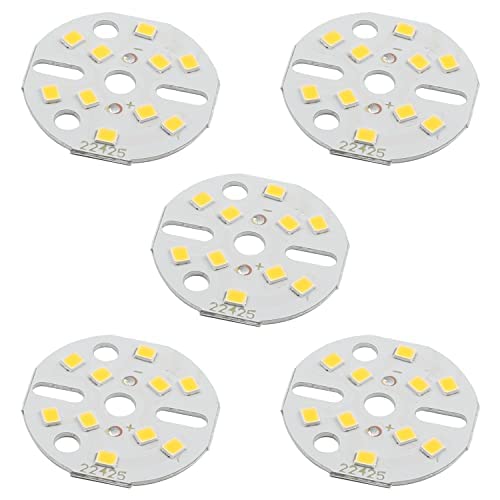 Othmro Chip LED da 5 W, diametro 32 mm, 2835 SMD LED, lampadina in alluminio 15-17 V, bianco caldo 3000 K, 120 lm, 5 pezzi