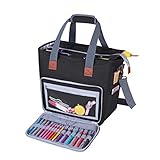 Die Tasche bietet viel Platz für die Aufbewarhung von verschiedenfarbige Garne, unfertige handarbeit, Stricknadeln (bis 14 Zoll), Häkelnadeln, Handbücher und andere kleine Zubehörs.