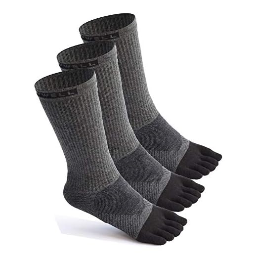 VWELL Toe Socks Cotton Running Athletic Socks Midweight Crew Five Finger Socks 3 Pairs,Size 7-11