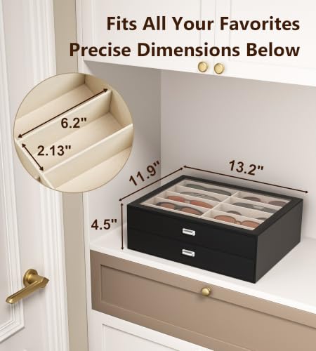 Image of NEWLOOP 20 Slots Sunglass Organizer Drawer Display Case for Multiple Pairs of Eyeglass Storage Box for Women Men