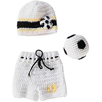 NCONCO Trajes de fotografía para bebés recién nacidos, accesorios para fotos, ganchillo, sombrero de punto, pantalones de fútbol para niños y niñas