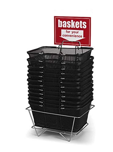 shopping basket metal - Shopping Basket Set in Black Metal,Wire Basket, Wire Shopping Perfect for Retail, Thrift, Grocery, and Convenience Stores, Set for Shopping,Laundry 17 W x 12 D x 7 H Inches - Set of 12