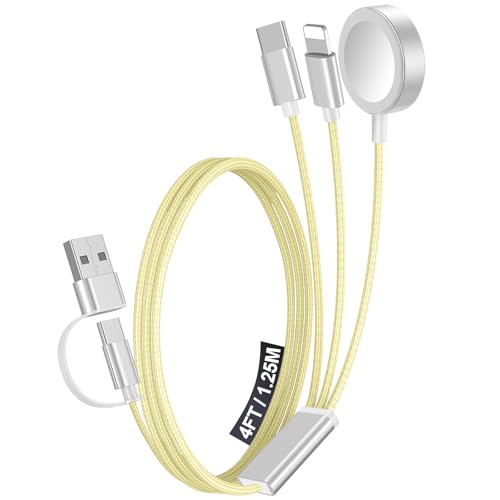 1Pack Travel Essentials for Apple Watch Charger,3-in-2 Multi Charging Cable