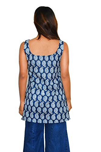 Image of JAIPUR HAND BLOCK Sleeveless Broad Neck Kurti Top S22SF